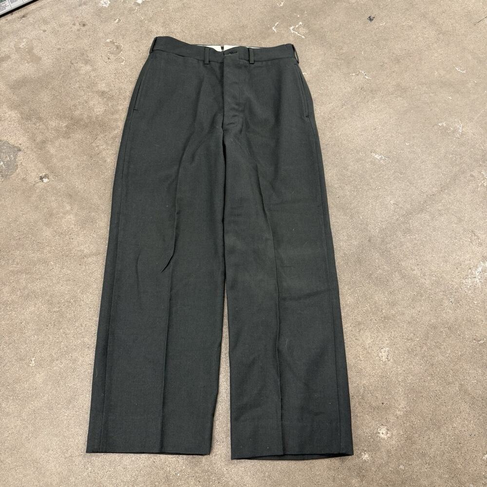 Vintage 80s Military Wool Standard Short Army Straight Green Pants 30x27(31x32) - Picture 1 of 8